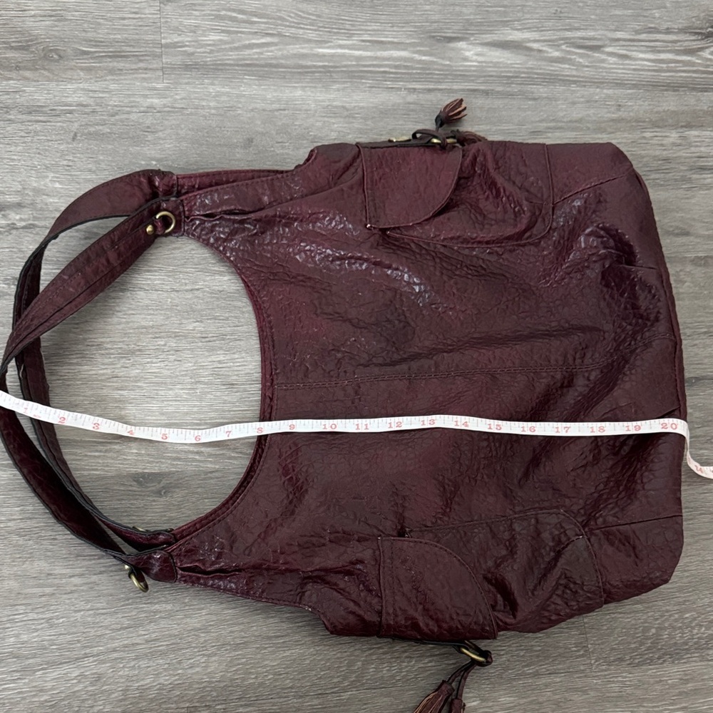Burgundy Faux Leather Hobo Bag - Picture 8 of 11